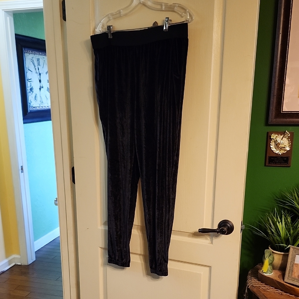 French Laundry Black Velour/velvet Pull-on Pants
